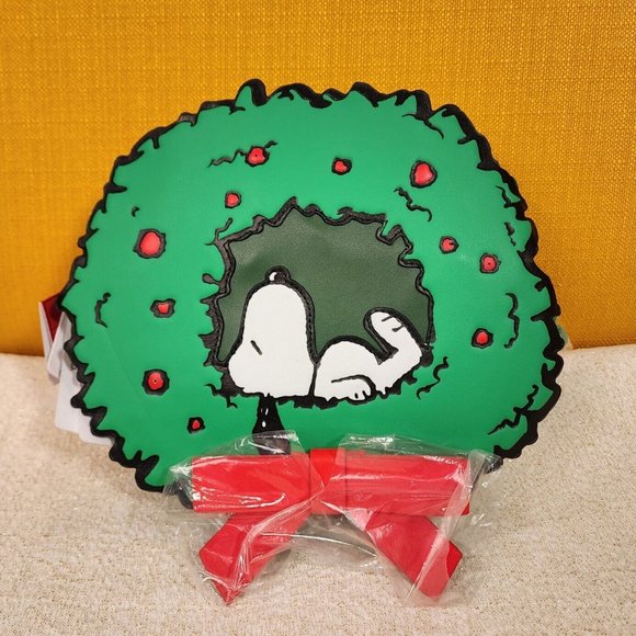 Loungefly Handbags - Loungefly Peanuts Snoopy Woodstock Christmas Wreath Light UP Crossbody Bag NEW